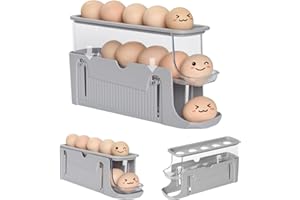 Guermok Portauova arrotolabile per frigorifero, organizer per uova a 3 livelli, contenitore salvaspazio per uova, contenitore pieghevole per frigorifero, armadio, piano di lavoro (grigio)