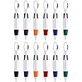 ZISHAN 12 PCS Lanyard Pen, Retractable Shuttle Pens, 4 Colour Pens all in One Portable Multi Coloured Pens with Buckle Keychain on Top for Office School Supplies Students Gifts Party