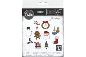 Sizzix Juego de Troqueles Thinlits, 11PK, Navidad, minis de Tim Holtz, 665567, Mutlicolor, One Size