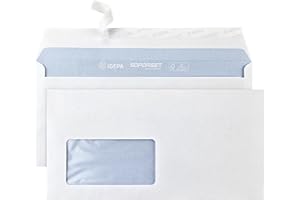 ‎NETUNO Netuno 50 weiße Briefumschläge mit Fenster links DIN Lang 110 x 220 mm Premium Umschläge DL haftklebend lange Geschäftsumschläge Fenster-Umschläge Weiß Brief-Kuverts Briefhüllen mit Laser bedruckbar