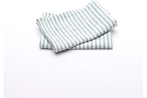 LinenMe Set mit 2 Geschirrtuch Leinen 100%, 46x65 cm Brittany - Leinentuch mit Aufhänger - Geschirrtücher & Küchentücher in Marineblau gestreift, Hergestellt in Litauen