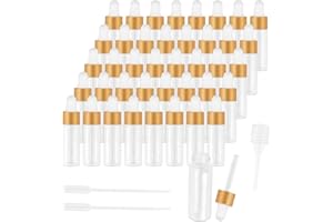HFDONGL 40 sztuk mini butelek z pipetą 5 ml, przezroczyste butelki szklane z pipetą i wiosenną słomką, szklana pipeta, butelka apteczna na olejki eteryczne, aromaterapię, olejek do pielęgnacji paznokci