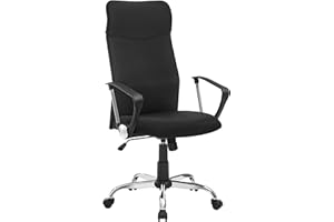 SONGMICS Sedia da Ufficio, Sedia da Scrivania Ergonomica, Girevole, Seduta Imbottito, Regolabile in Altezza e Inclinabile, Portata di 120 kg, Nero OBN034B01