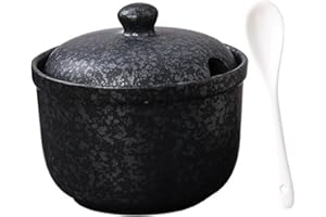 TuYines Sucrier en céramique, sucrier avec couvercle et cuillère, boîtes à épices en céramique, boîte à épices avec couvercle pour sucre, sel, fromage, épices