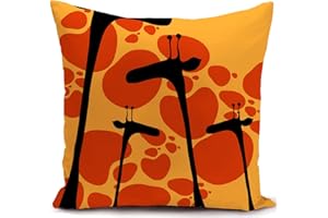 HUASHUZI Poszewka na poduszkę z żyrafą dwustronny nadruk sztuka abstrakcyjna pomarańczowa afrykańska poszewka na poduszkę dekoracja domu poszewka na poduszkę dekoracja do salonu kanapa łóżko sofa prezenty 45 x 45 cm