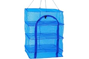 Wakauto Trocknungsnetz 4 Schichten Faltbare Mesh Trockennetz Hanging Drying Net zum Aufhängen Hängende Korb mit Reißverschluss für Kräuter Fisch Pflanze Spielzeug 66X45X45cm Blau