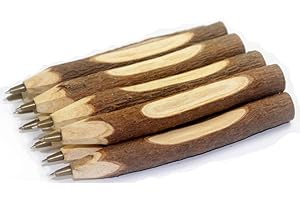 Gullor 10PCS Vintage Stylo à bille en bois fait main, fournitures scolaires, cadeau de papeterie