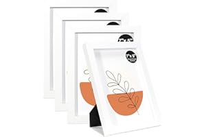 KAIWIN Bilderrahmen 13x18cm Weiß 4er Set | Holz Fotorahmen 5x7 Zoll Holzrahmen | Fotorahmen mit Acrylglas, Rahmen für Tisch- und Wandmontage