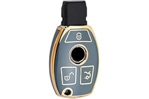 Juttzzei Autoschlüssel Hülle Mercedes BENZ for Mercedes BENZ A B C CL E M S SL SLK GLA GLC GLK W164 W245 W212 W204 Klasse Schlüsselhülle, TPU Mercedes A Klasse Schlüsselhülle - 3 Tasten (Grau)
