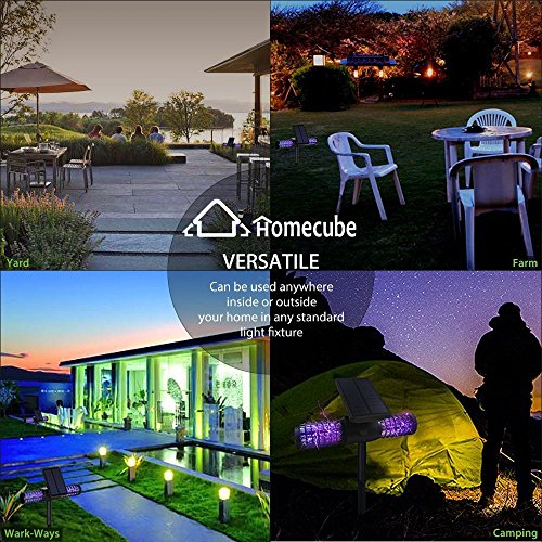 Solarleuchte Bug Zapper, Homecube 4 LED UV Outdoor Licht Insect Killer Zapper / Mosquito Killer / Fly Zapper kabellose Sicherheit Lampe mit USB-Ladeanschluss für Garten, Terrasse, Rasen, Home, kommerzielle Camping(2 packs) - 6