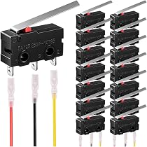 DAOKAI V-156-1C25 Mikroschalter 125V / 250V 16A mit Lange Scharnier Roller Momentary SPDT-Schnappschalter-Endschalter für elektronische Geräte(20 STÜCKE
