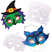 Baker Ross FX231 Maschera da Colorare di Halloween - Set di 8, Attività Manuali per Bambini