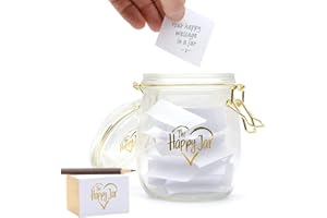 CKB LTD Bocal en verre Pot de memoire pour le bonheur, la gratitude et les souvenirs positifs pour les couples, les amis et les anniversaires Partagez des souvenirs positifs et heureux avec vos amis