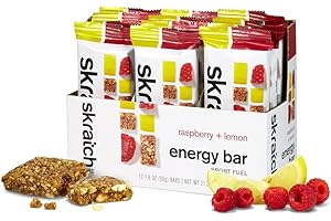 SKRATCH LABS Energy Bar | Kohlenhydrate, Elektrolyte, wenig Zucker | 12x50g | Himbeere + Zitrone | Ausdauer, Training, Wettkampf, Snack | Glutenfrei, Vegan