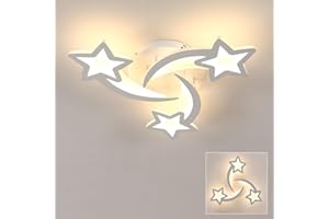 Osairous Lustre LED Plafonnier, Créatif Étoile Formes Plafonnier LED, 38W 3420LM Lampe De Plafond, Lumière Chaude 3000K Lustre Chambre, Luminaire Plafonnier Salon