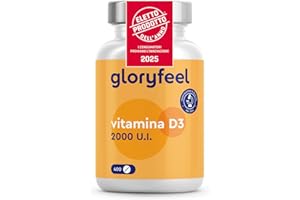 GLORYFEEL Vitamina D 2000UI (50mcg), 400 Compresse, Eletto PRODOTTO DELL'ANNO 2025, Scorta 13+ Mesi, Vitamina D 2000 UI (Colecalciferolo), Integratore Qualità Premium, Ossa, Denti, Muscoli, Sistema Immunitario