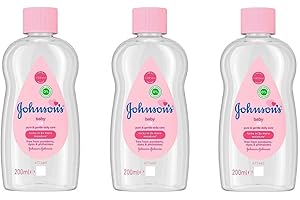 J2 3 x 200ml Baby Oil Pure & Gentle Daily Care Massage Mild Formula Lock In Moisture Delicate Skin Dryness Hypoallergenic