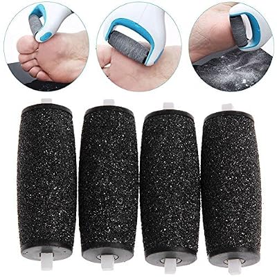 4 x PÉDICURE EXTRA Râpe À Peaux Mortes Gros Pièce de rechange Rouleaux Embouts Compatible avec Scholl Velours Lisse Express Recharge Diamant Compatible De Rechange rouleaux embouts