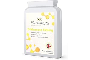 Pharmanostix D-Mannose 500mg Per Capsule – High Strength Daily Serving (1500mg) – 90 Vegan Friendly Capsules (Not Tablets) – 100% Natural Premium D Mannose – Suitable for Vegans – Made in The UK