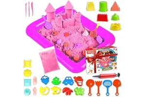 TALENTOYS Kit Box 1000G + 27 Accessori Sabbia Magica per Bambini 3 4 5 Anni Sabbia Magica Sabbia Cinetica Bambini Sabbia Colorata Gioco Bambina Bambino Giochi Creativi Regalo Bambina Bambino - Rosa
