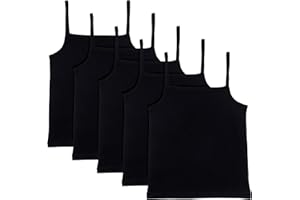 The Essentials Wardrobe Girls 5 Pack Cami Vests Underwear Sleeveless Kids 100% Cotton Size 4-13 Years