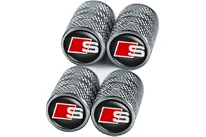 ACHARD Legiertes Auto Ventilkappen,4pcs Ventilkappen mit Logo Auto Reifenventil Kappe Staubkappen Zubehör für Autoreifen Kompatibel für Audi S Line S1 S2 S3 S4 S5 S6 S7 S8 SQ2 SQ5 SQ7 SQ8,Schwarz