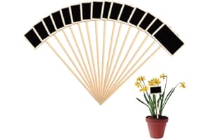 GUVYATI Paquete de 15 etiquetas de madera negras para plantas, mini etiquetas de pizarra para plantas de jardín, flores de jardín al aire libre, árboles, etiquetas de plantas de bambú