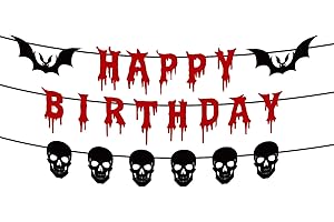 PENITUE Decorazioni Festa Compleanno Halloween, Pre-Infilate Glitter Striscione Buon Compleanno Decorazioni da Appendere alla Parete per Bomboniere e Forniture Feste a Tema Halloween