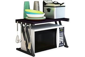 ‎HOMEWELL Homewell Microwave Shelf, 2-Tier Microwave Stand, Z-Shape, Stable and Light, Kitchen Shelf Organiser for Space-Saving Furniture (Black, 57 x 38 x 38 cm)
