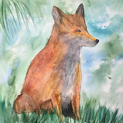 Sitting Fox Watercolour Painting - Original ART