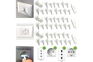 OPULA 𝗢𝗣𝗨𝗟𝗔 24+3 Copriprese per Bambini Universali Italiane e Schuko, Copri Prese Corrente Bambini, Protezione Tappi Prese Elettriche Bambini, Kit Sicurezza Bambini Casa Mobilia