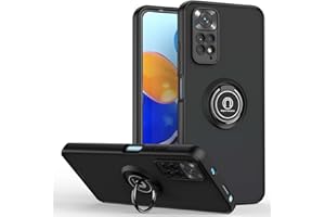 BORYA Funda para Xiaomi Redmi Note 11S 4G/Redmi Note 11, Antigolpes Suave Delgada Sedoso Translúcido Mate Silicona Carcasa TPU+PC Bumper Estuche, Magnético Soporte Caso, Negro