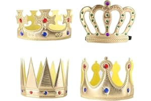 ZHJUJU Anniversaire Gold Royal,4Pcs Gold Royal King Crown Prince Crown Kid Crowns Birthday King Princess Tiara Costume Headress Topper Band Halloween Hat Props Birthday Gold Crown Accessoire pour Garçons