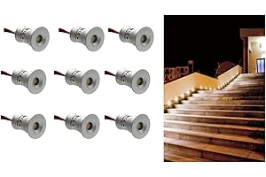 YASTA Set da 9 Mini Faretto Incasso Faretti LED 1W 24V Luce Naturale 15MM Segnapasso Interno Esterno