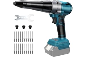 HEBERUCK Pinza rivettatrice a batteria compatibile con batteria Makita, pinza per rivetti a batteria senza spazzole, a LED automatico (nessuna batteria, B)
