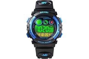 HMJIA Montre Enfant Garcon Fille pour 5-16 Ans, Montre Numérique Enfant étanche 5ATM avec Alarme/Date/Chronomètre/LED