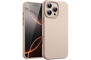 ‎JETECH JETech Etui z Płynnego Silikonowe dla iPhone 16 Pro 6,3 Cala, Jedwabiście Miękkie w Dotyku Etui Ochronne Całe Ciało, Odporny na Zarysowania Osłona z Podszewką z Mikrofibry (Tytan Pustynny)