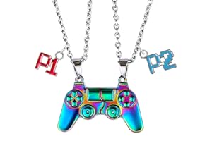 Bixorp Gamer Freundschaftskette für 2 - Magnetische BFF Kette - Controller Anhänger mit P1 & P2 - Geschenk für Gamer Best Friends
