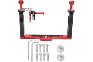 AKOZON Plateau de Boîtier de Caméra sous-Marine avec Stabilisateur de Plateau à Double Poignée et Déclencheur D'obturation pour la Plongée, Stabilisateur à Double Poignée avec Matériau