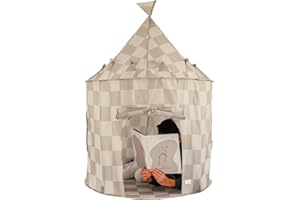 3 Sprouts Spielzelt für Kinder – Indoor Tippi Kinderzelt für Spiel und Spaß im Kinderzimmer, Kinder Zelte für Zimmer - Schachbrett - Beige