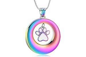AIWENXI Paw Print Urn Necklace for Dog Ashes Stainless Steel Cat Ash Necklace Circle of Life Eternity Memorial Pendant Ash Jewelry