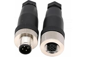 Eonvic M12 A Code 4 Pin Male & Female Circular Aviation Plug Industrial Sensor Connector Waterproof Straight 12mm Connector Plug Cable Adapter