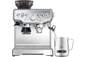 Sage - The Barista Express - Bean to Cup Coffee Machine with Grinder and Manual Milk Frother - 16 Grind Settings, 15 Bar Pump, PID Temp Control - With Temperature Control Jug, Brushed Stainless Steel