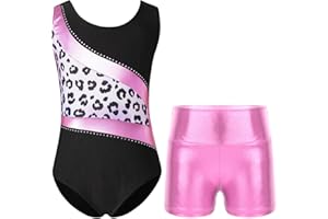 TTAO Gymnastikanzug Kinder Mädchen Ärmellos Turnanzug Trikotanzug Tanz Gymnastik Training Dancewear Gymnastikbody mit Haarband und Shorts