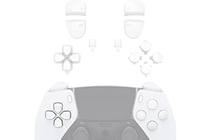 eXtremeRate Przyciski Zamienne Kompatybilne z Kontrolerem ps5 Edge,D-pad Share Options Przyciski Home Face R1 L1 R2 L2 Triggers Kompatybilne z Kontrolerem ps5 Edge(Brak Controller)-Bialy