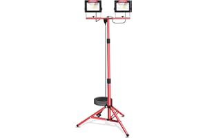 HYCHIKA BETTER TOOLS FOR BETTER LIFE Reflektor budowlany LED z statywem 2 x 60 W, Hychika reflektor LED ze statywem 2 x 7000 lumenów, 1,75 m, regulowany teleskopowy stojak na tripod, obrót o 360° o długości 3m, lampa robocza na statywie