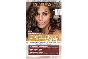 L'OREAL PARIS L'Oréal Excellence Nudes 5U Universal Light Brown: 100% Grey Coverage, Complexion Flattering for All Hair Types. Achieve a natural-looking light brown with a subtle, universal reflect that enhances.