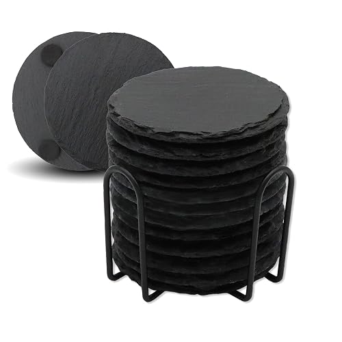 VIBRATITE Schieferstein-Untersetzer mit Halter