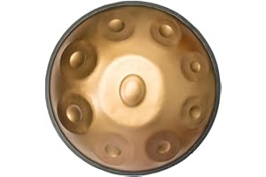 YOPYUENN 432, 440 Hz Handpan Tamburo in acciaio 9 note 22 pollici ''Gold Performer'' in re minore, in acciaio, per meditazione, yoga, guarigione del suono, con borsa Handpan dorato