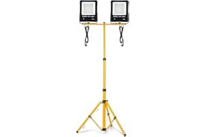 UISEBRT Focos LED Exterior 2 * 100W Blanco Frío con Trípode - Foco de trabajo LED reflector a prueba de agua IP66 para uso en interiores y exteriores - garaje, campo de deportes, obra de construcción